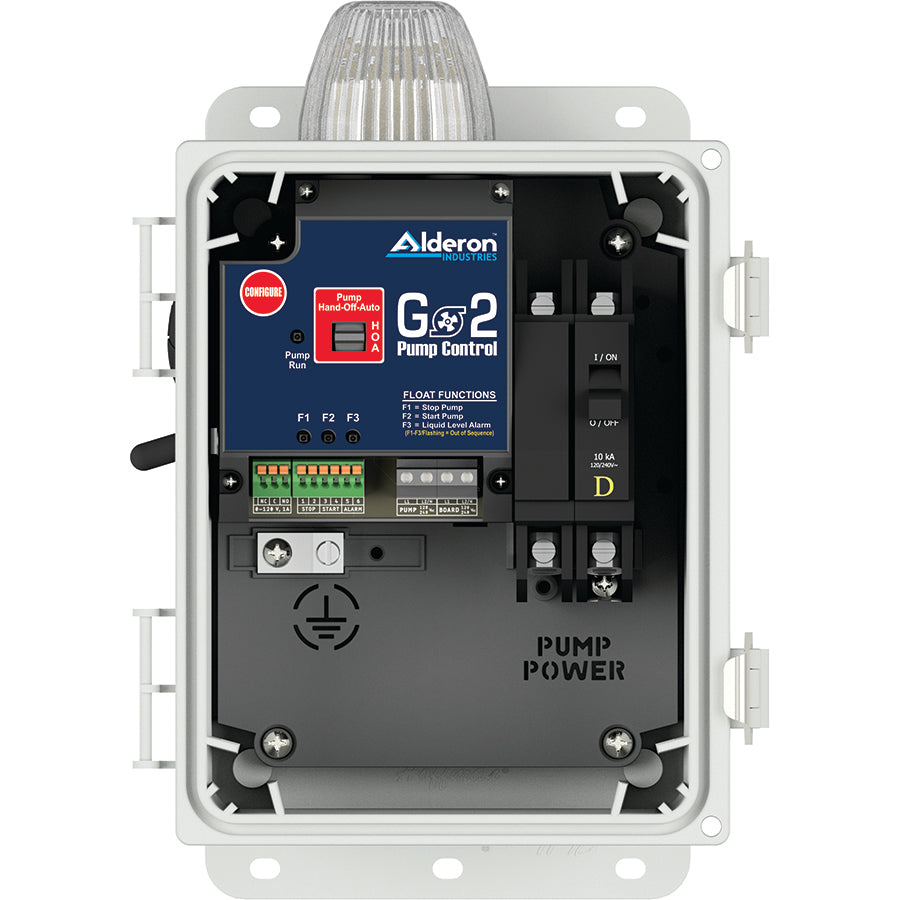 ALDERON GO2 SINGLE PHASE SIMPLEX 120/230V 1PH PANEL, 7-15 AMP, 3 FLOATS