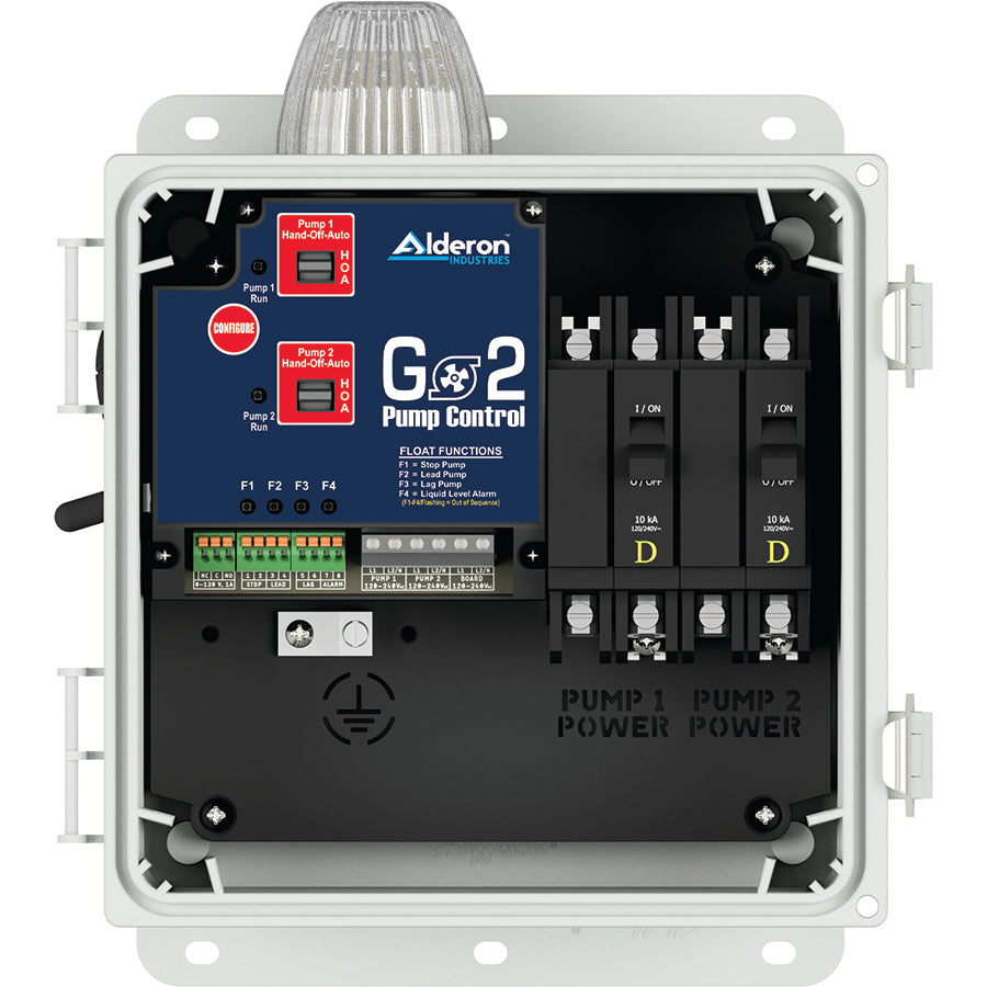 ALDERON GO2 SINGLE PHASE DUPLEX 120/230V 1PH PANEL, 15-20 AMP, 3 FLOATS