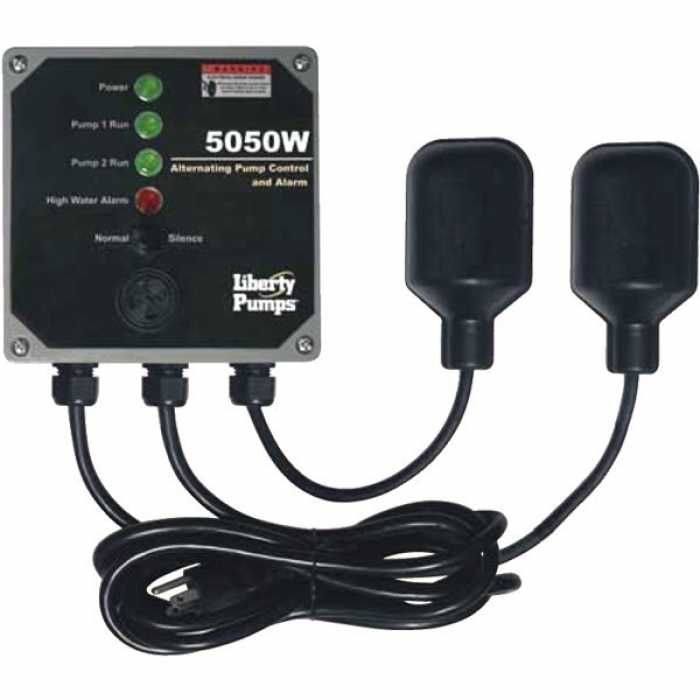 DUPLEX CONTROL FOR SUMP PUMP, 115V, WIDE ANGLE FLOATS