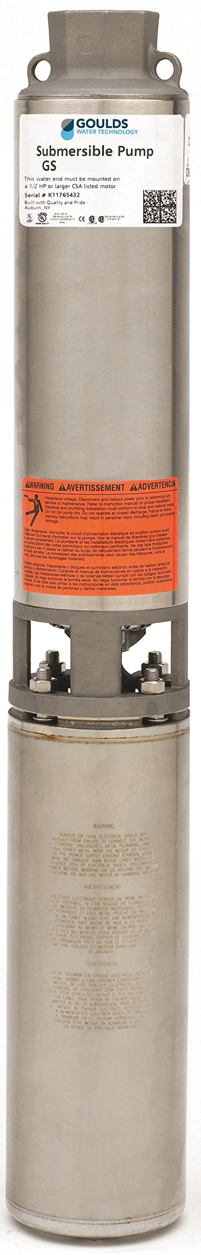 GOULDS 1 HP 5 GPM 2W GS STAINLESS SUB PUMP