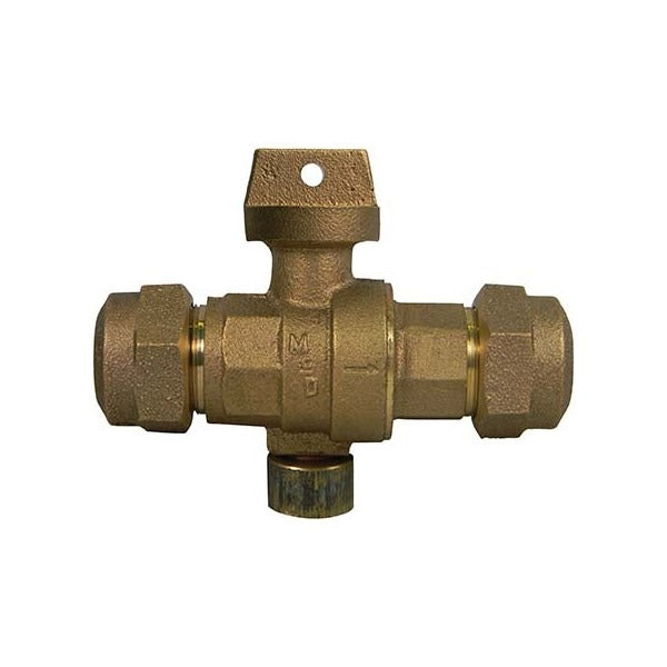 1" NO-LEAD CTS CURB STOP w/DRAIN - ERIE