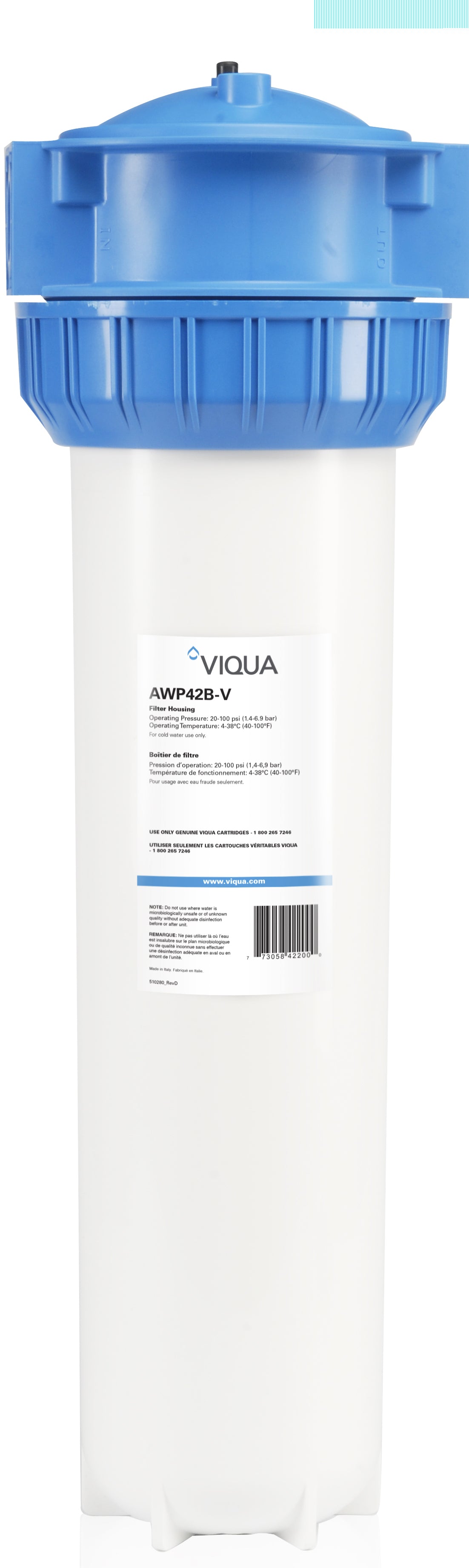 1" X 20" BB 3-PC HOUSING w/PR (WHITE/BLUE)