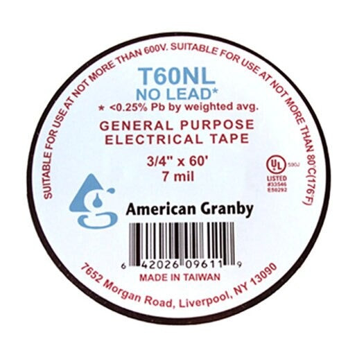 TAPE - BLACK ELEC - 3/4" X 60'