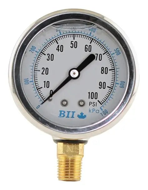 1/4" X 2.5" 300# NO-LEAD LIQUID FILL GAUGE