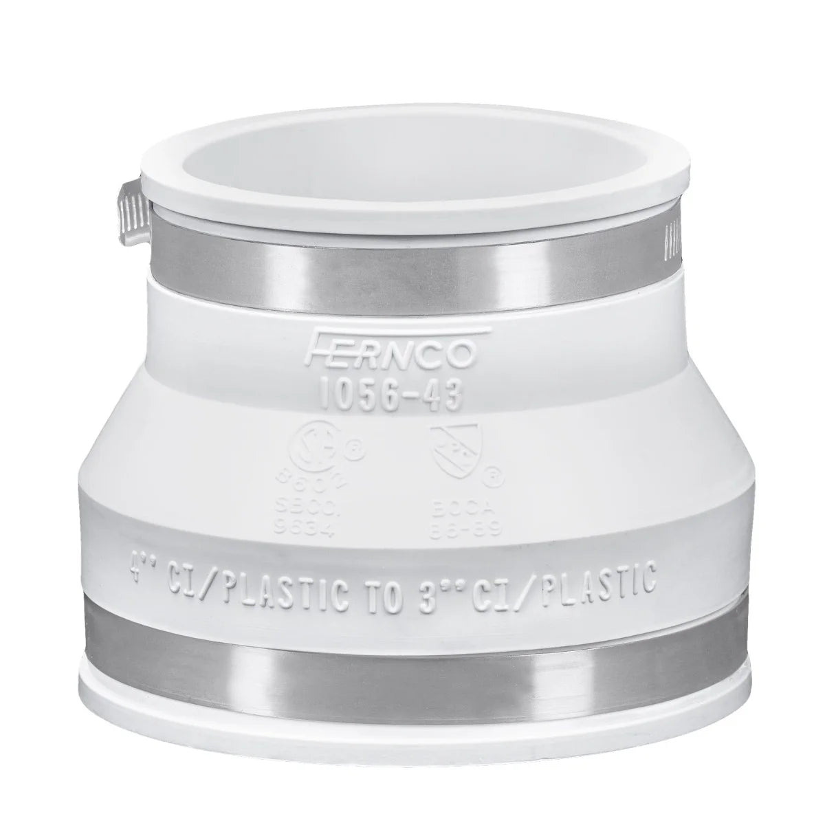 4" X 3" FERNCO COUPLING - WHITE - 24/BOX