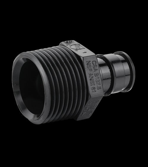 1/2IN X 3/4IN CE PEX MALE ADAPTER - BLACK PLASTIC (25/BOX)