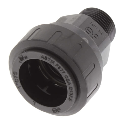 1" JG CTS X 3/4" NPT MALE CONNECTOR - BLACK