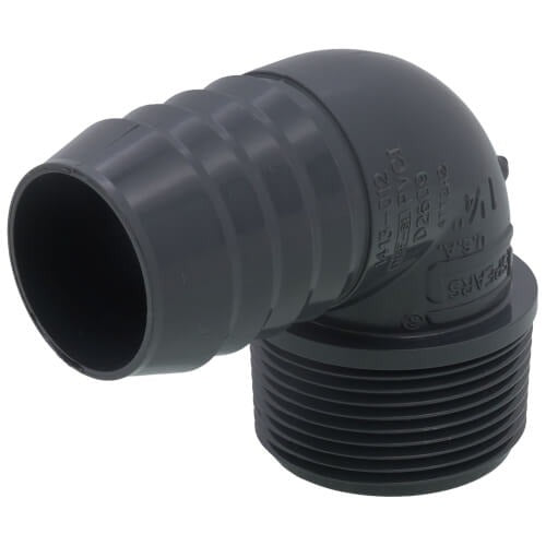 1.25" POLY/PVC INSERT X MPT COMBO ELBOW (GRAY)