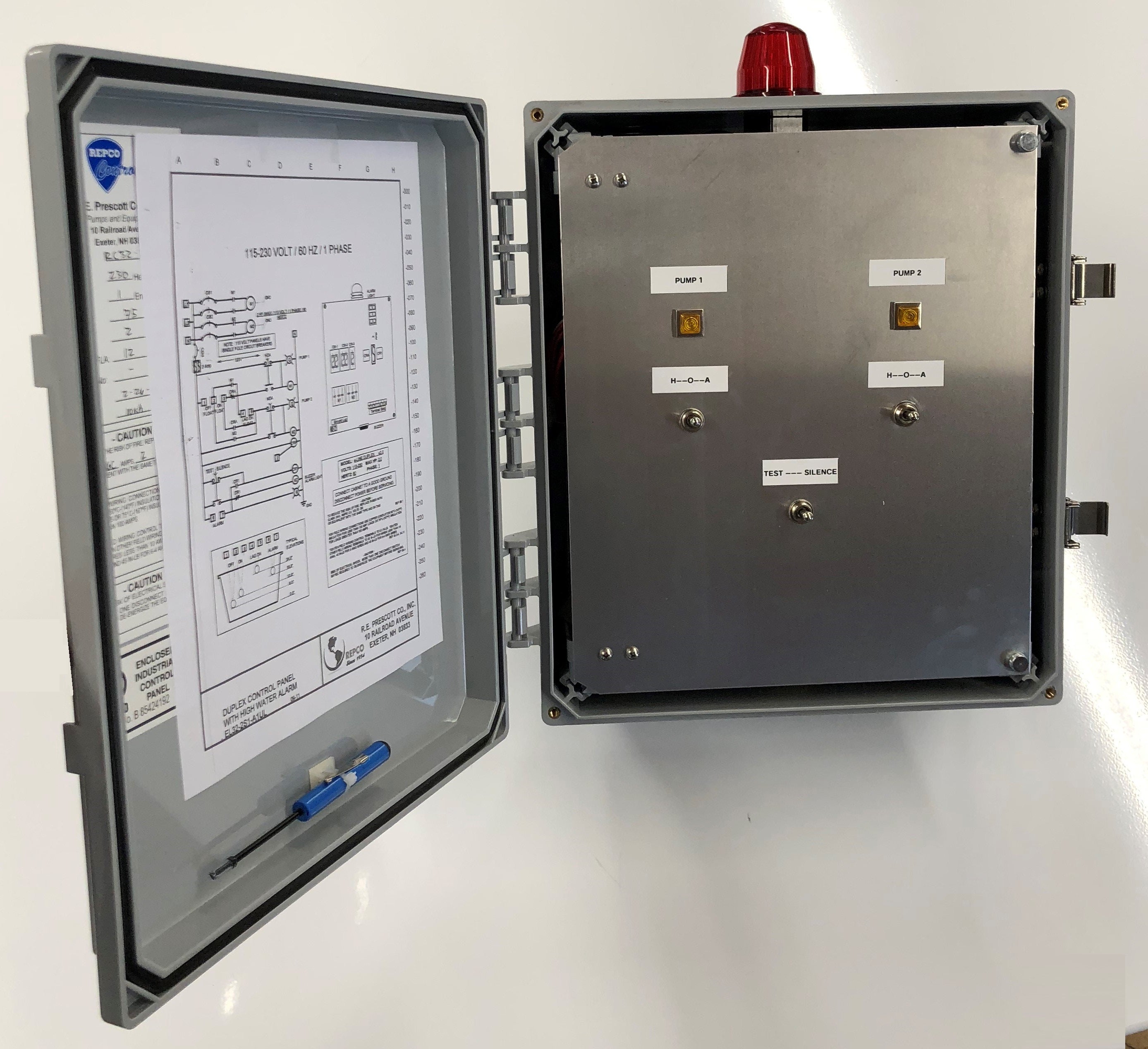 DUPLEX 115V CONTROL PANEL w/ALARM
