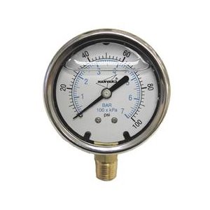 1 / 4" X 2.5" 100# NO-LEAD LIQUID FILL GAUGE